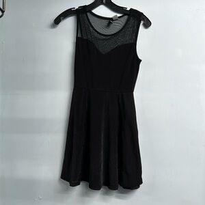 A-Line Little Black Mesh Mini Dress